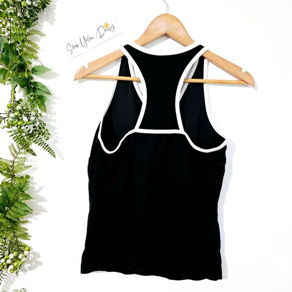 Allegro By Capezio Womens Dance Black & White Tank Top Sz L Built in Bra~TT11.5 - Picture 5 of 5